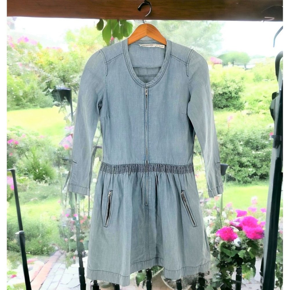 Isabel Marant Etoile Light Blue Cotton/Linen Zip Front Dress